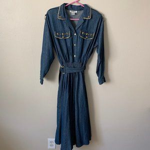 Vintage denim jean rodeo cowgirl embellished dress
